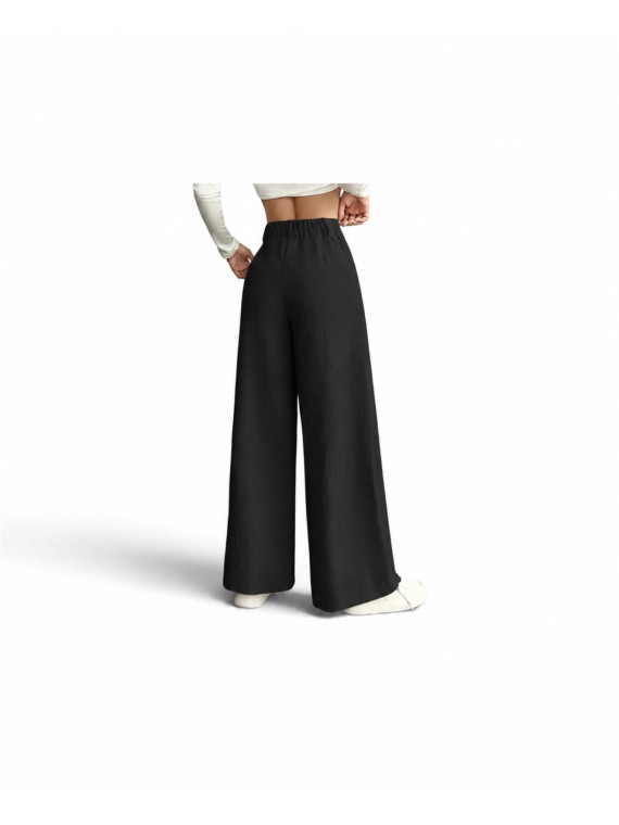 Pantalon cargo taille haute à jambes larges couleur noir