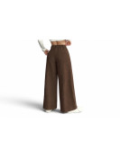 Pantalon cargo taille haute à jambes larges Couleur marron