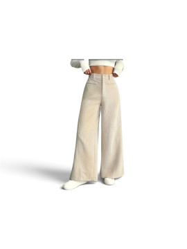Pantalon cargo taille haute à jambes larges Couleur blanc