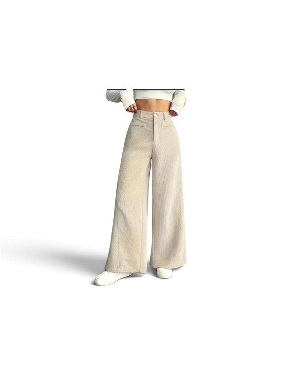 Pantalon cargo taille haute à jambes larges Couleur blanc