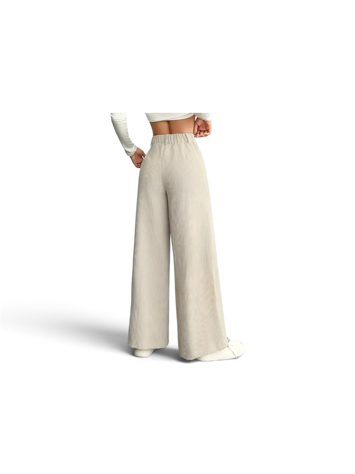 Pantalon cargo taille haute à jambes larges Couleur blanc