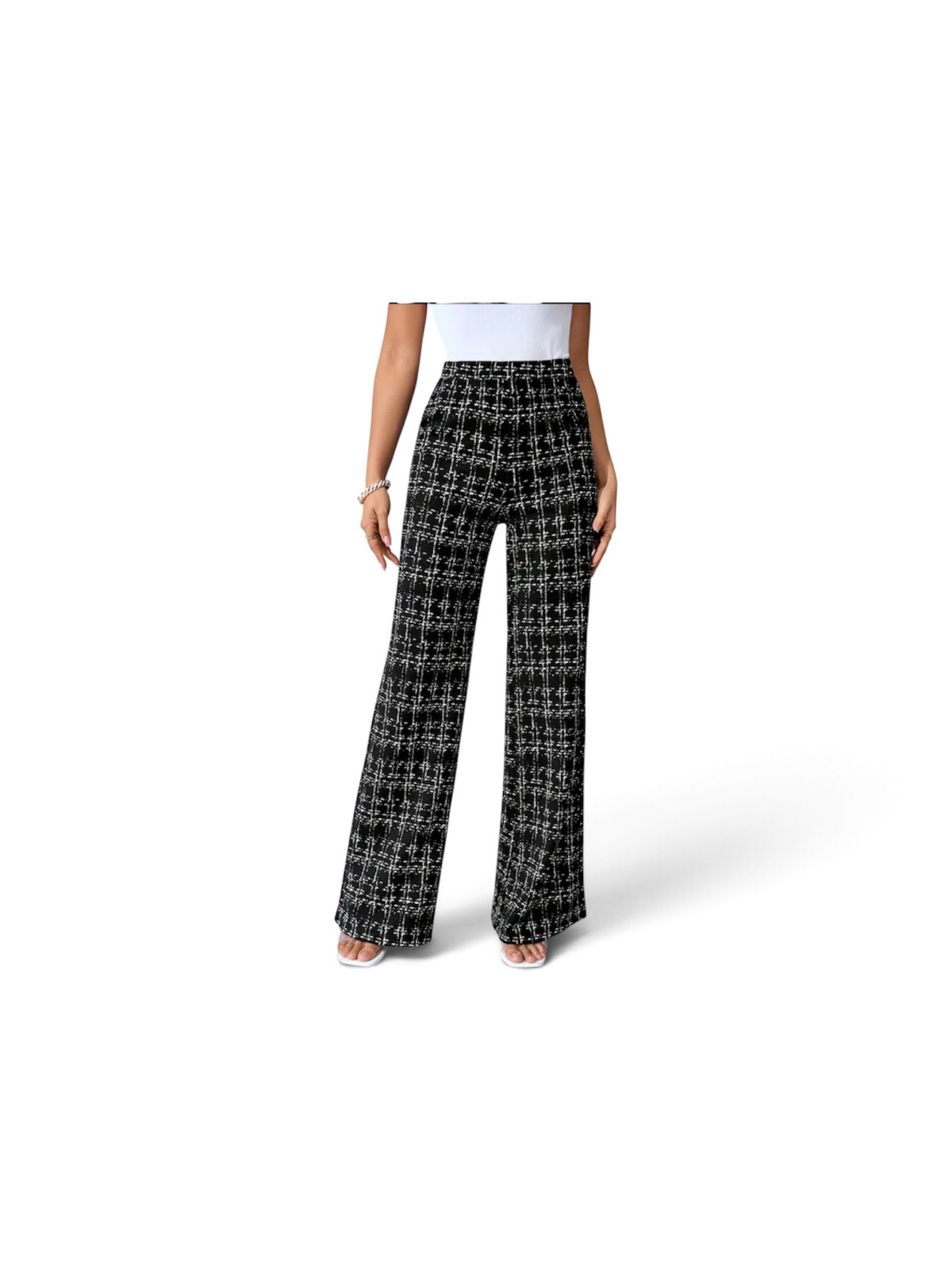 Pantalon à motifs carreaux couleur noir