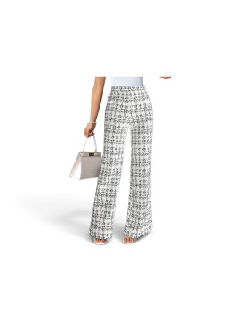 Pantalon à motifs carreaux couleur blanc