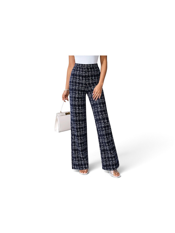 Pantalon à motifs à carreaux couleur bleu marine