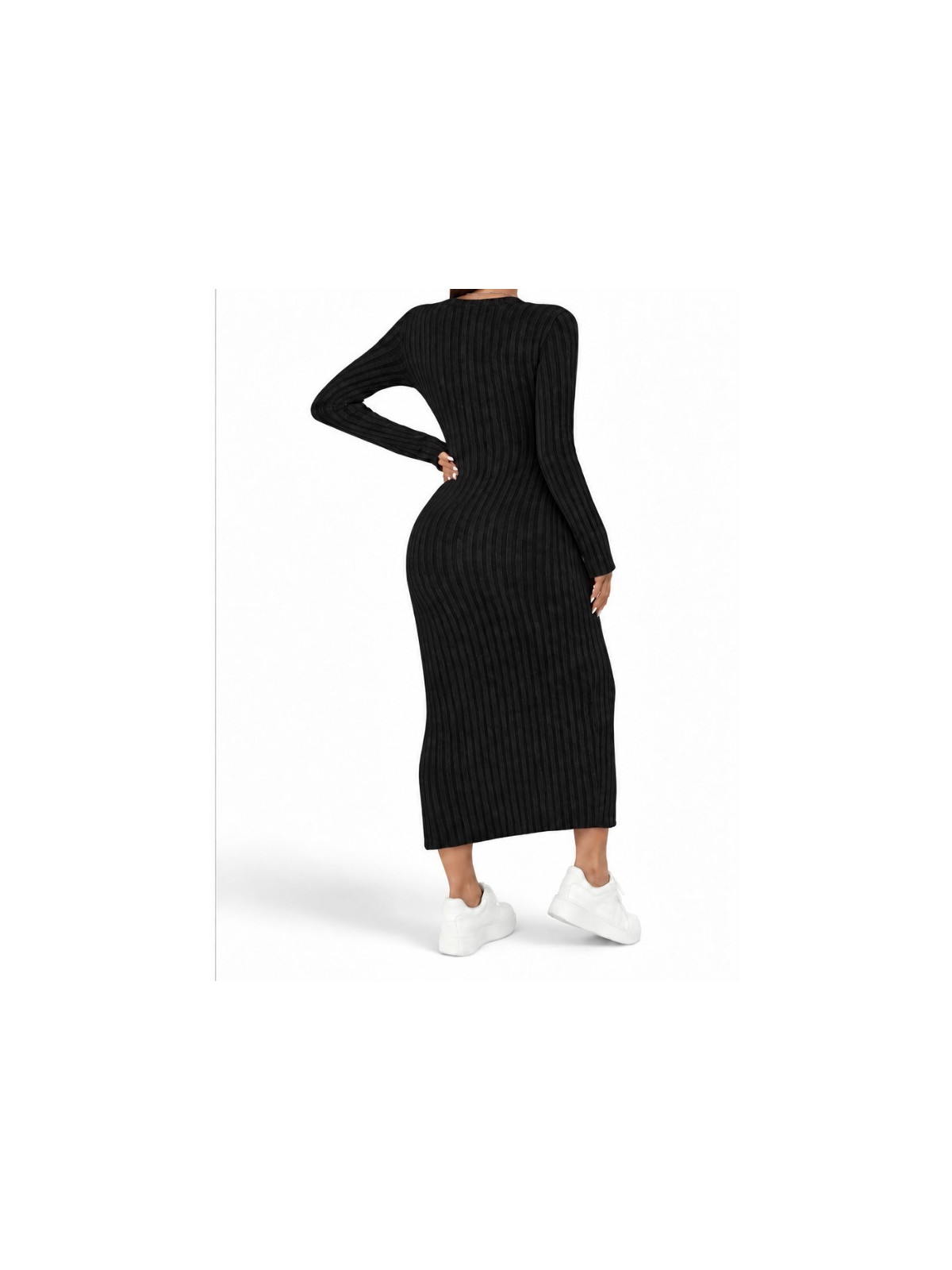 Robe pull longue manches automne hiver couleur noir