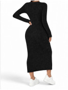 Robe pull longue manches automne hiver couleur noir