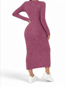 Robe pull longue manches automne hiver couleur Rose