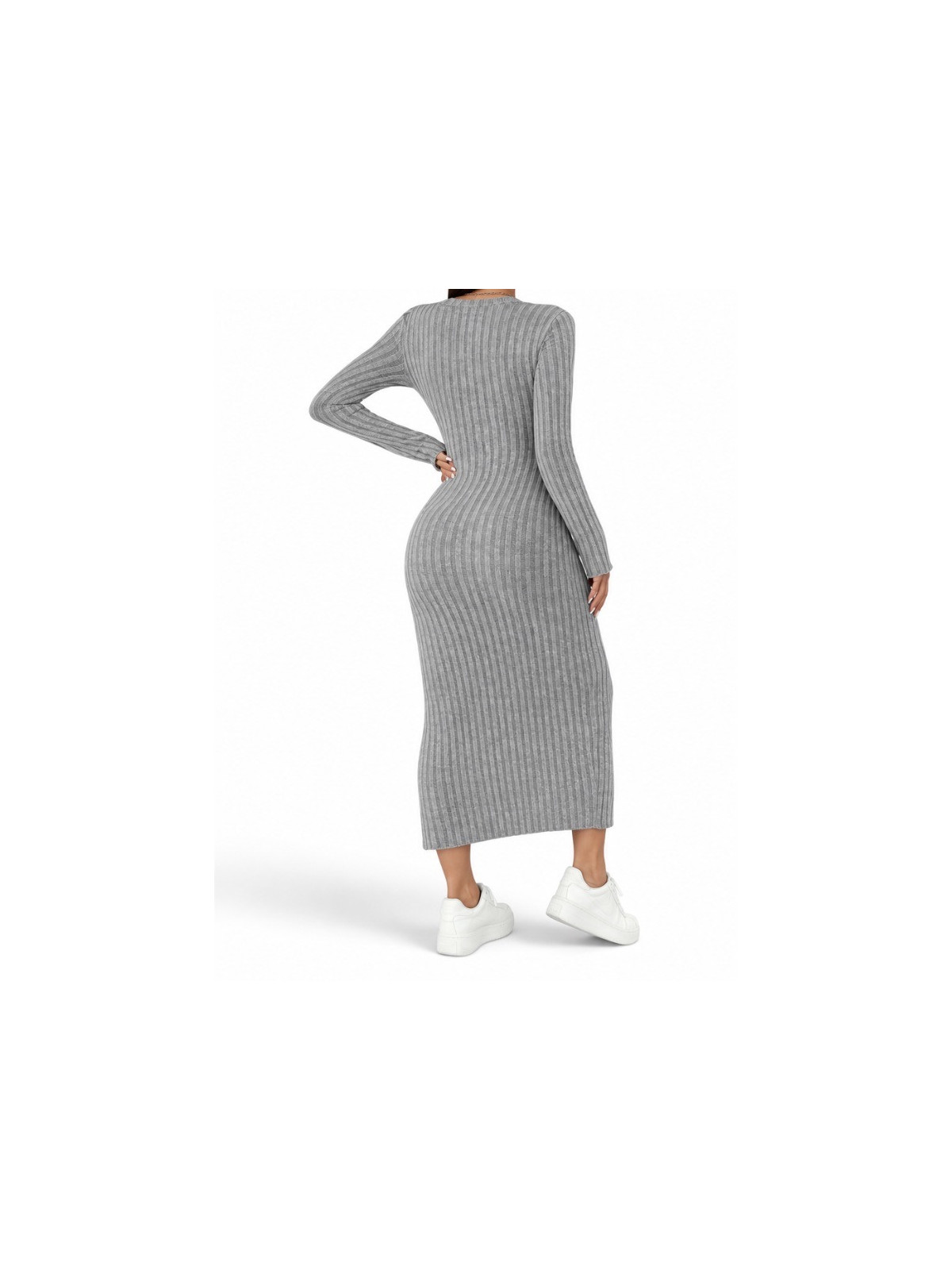 Robe pull longue manches automne hiver couleur Grise