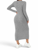 Robe pull longue manches automne hiver couleur Grise