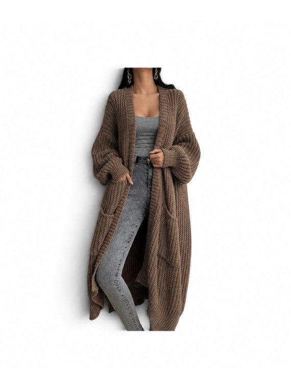 Veste Cardigan décontracté automne hiver couleur Chocolat