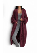 Veste Cardigan décontracté automne hiver couleur Rouge bordeaux
