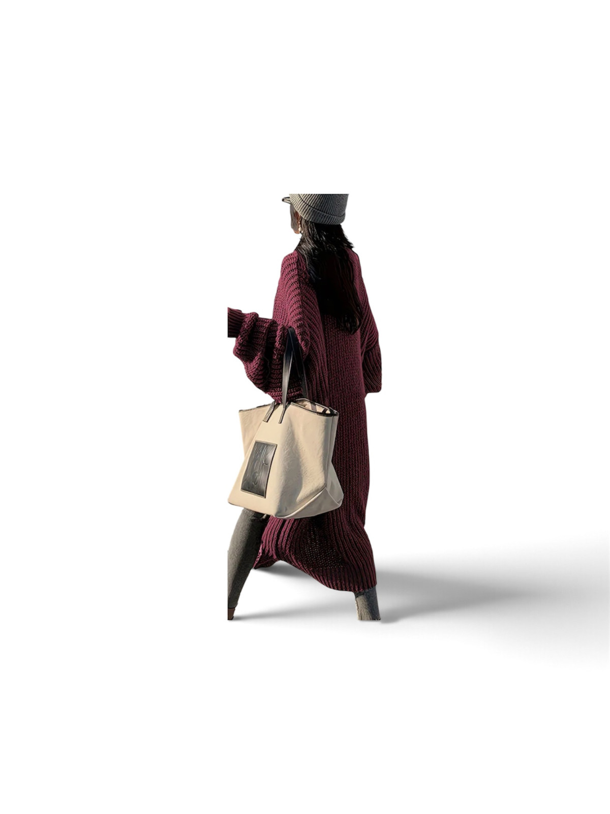 Veste Cardigan décontracté automne hiver couleur Rouge bordeaux