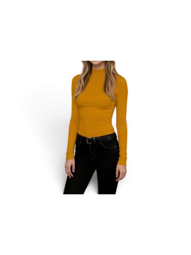 Haut col montante longue manche couleur jaune