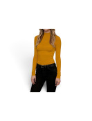 Haut col montante longue manche couleur jaune