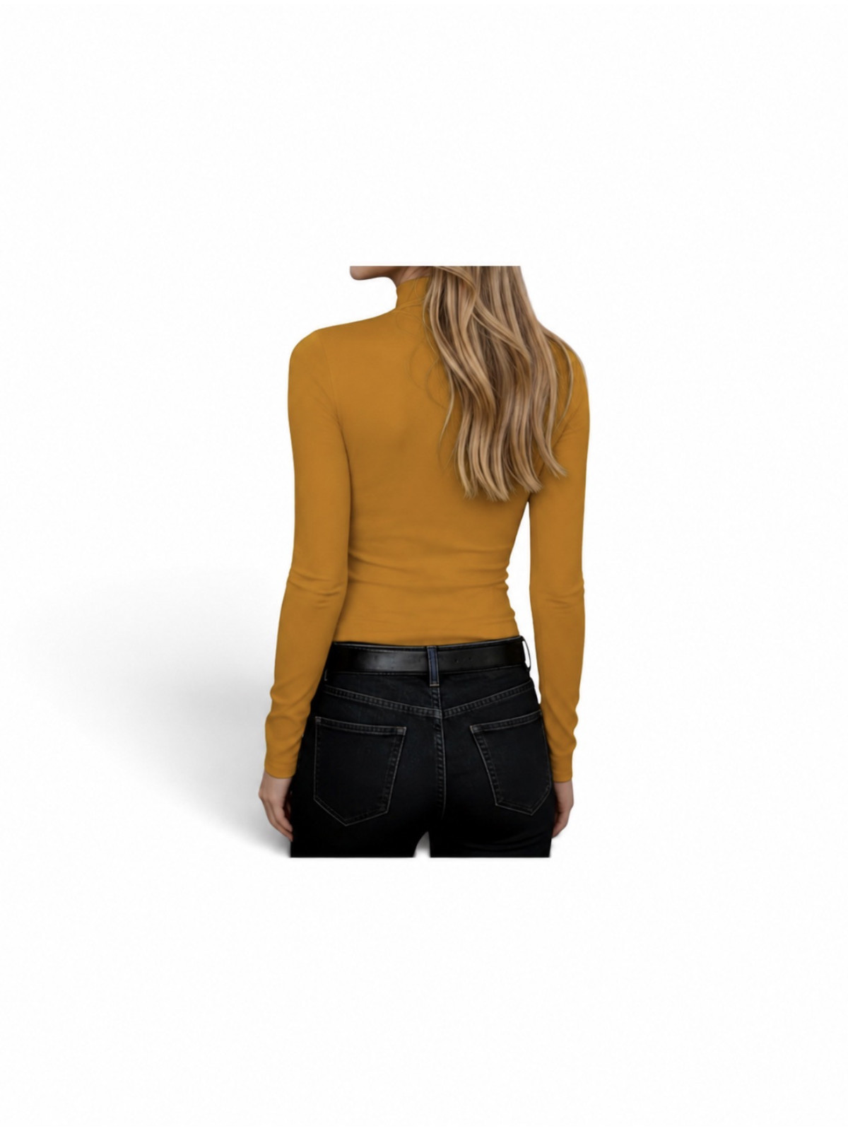 Haut col montante longue manche couleur jaune