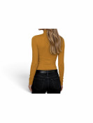Haut col montante longue manche couleur jaune