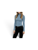 Haut col montante longue manche couleur Bleu