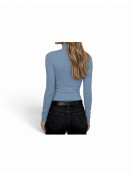 Haut col montante longue manche couleur Bleu