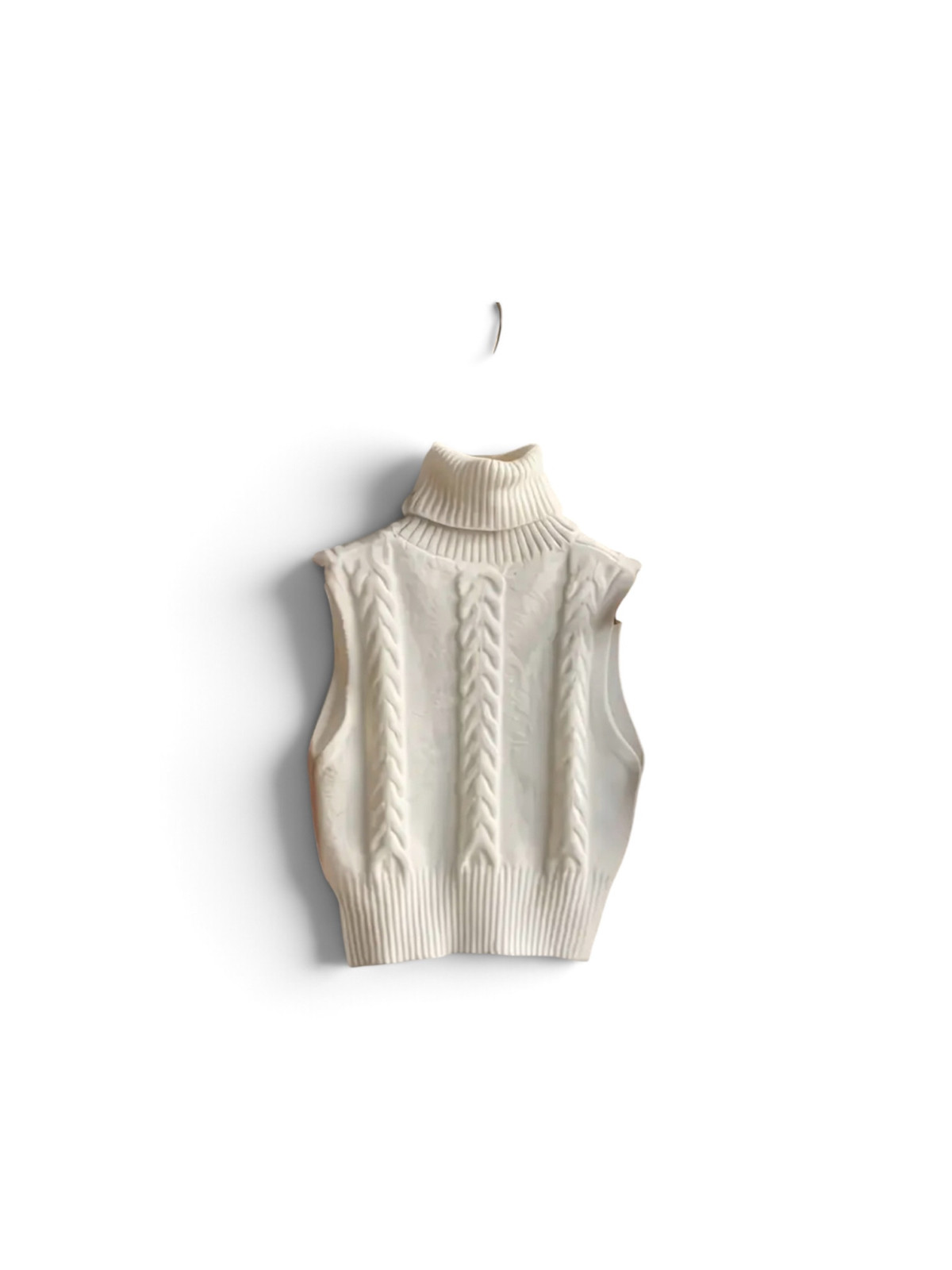 Haut pulls gilet style rétro col montant couleur Blanc