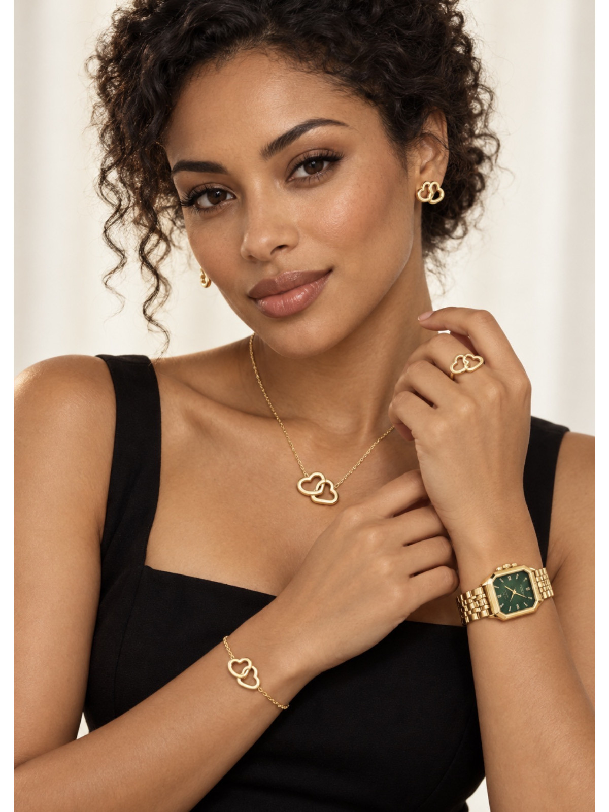 Ensemble bijoux/montre vert