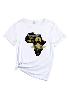 T-shirt blanc graphique continent africain