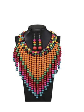 Ensemble boucles + collier multicolore