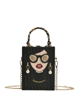 Petit sac bandoulière carré tendance noir