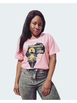 T-shirt rose graphique continent africain