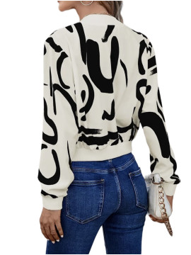 Veste Bomber Chic à Imprimé Abstrait