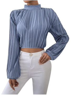 Chemise plissée longue manche dos nu