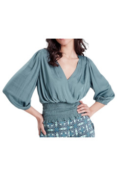 Chemise blouse manches longue vert foncé