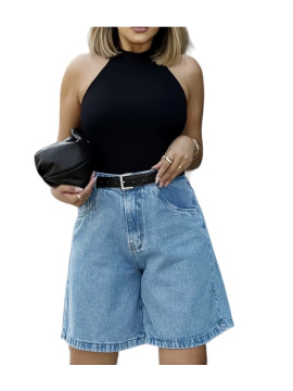 Short jeans taille haute