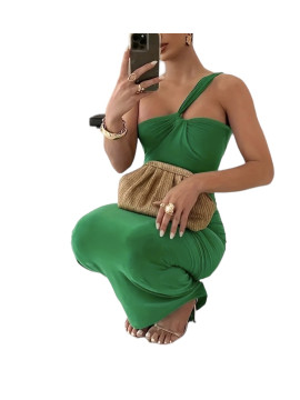 Robe longue dos nu verte