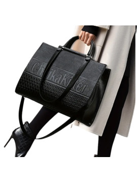 Sac à main fourre-tout à motifs à lettres noir