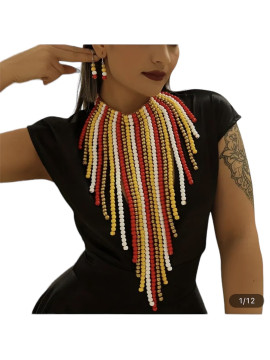Ensemble Collier et boucles en perles multicolores