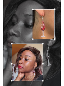 Boucles d’oreilles pendante au design verre à vin