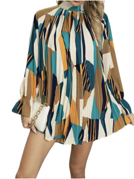 Robe à col montant avec attache manche longue