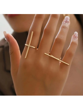 Ensemble 2 bagues géométriques doré