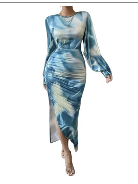 Robe asymétrique élégante à manches longues