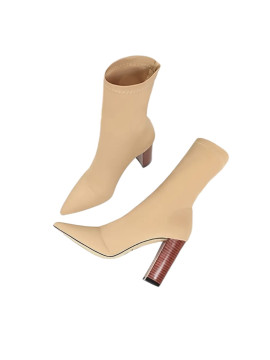 Bottes pointure 39 talons en bois couleur belge