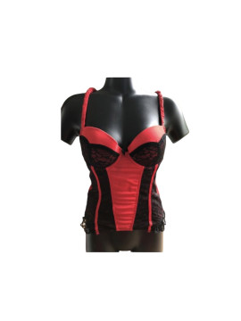 Corset 85B rouge noir en dentelle